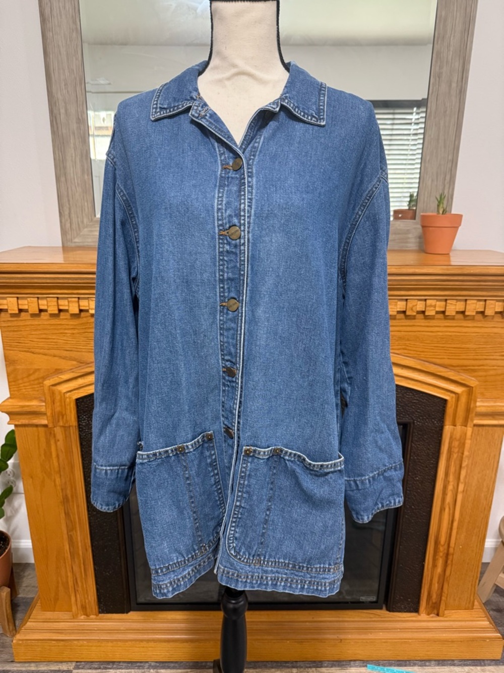 Karen Kane denim chore barn western oversized jacket small